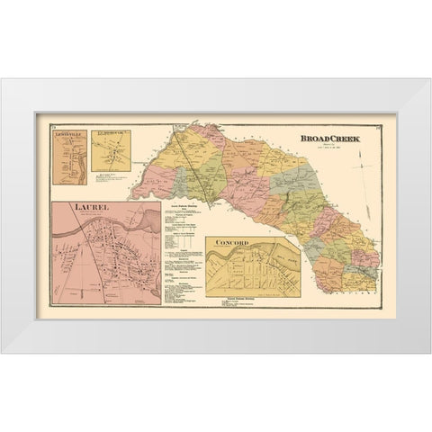 Broad Creek, Laurel, Concord Delaware Landowner White Modern Wood Framed Art Print by Beers