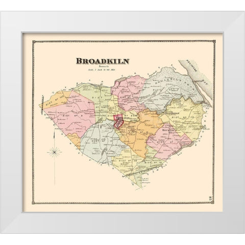 Broadkiln Delaware Landowner - Beers 1868 White Modern Wood Framed Art Print by Beers