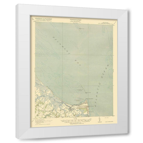 Cape Henlopen Delaware Quad - USGS 1918 White Modern Wood Framed Art Print by USGS