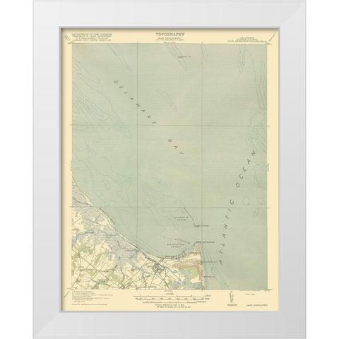 Cape Henlopen Delaware Quad - USGS 1918 White Modern Wood Framed Art Print by USGS
