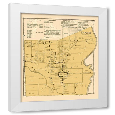Dover Delaware Landowner - Beers 1868 White Modern Wood Framed Art Print by Beers