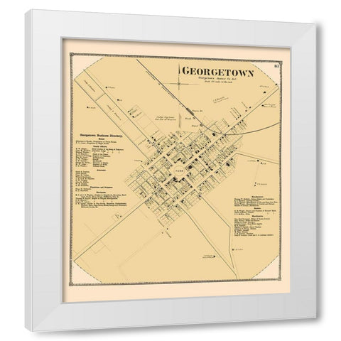 Georgetown Delaware Landowner - Beers 1868 White Modern Wood Framed Art Print by Beers