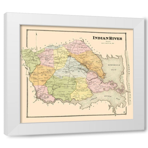 Indian River Delaware Landowner - Beers 1868 White Modern Wood Framed Art Print by Beers