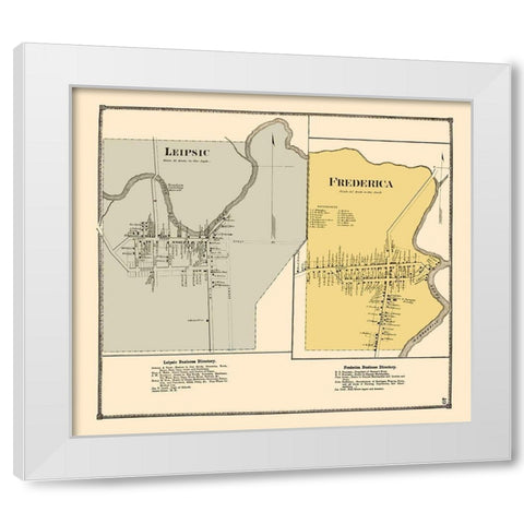 Leipsic, Frederica Delaware Landowner - Beers 1868 White Modern Wood Framed Art Print by Beers