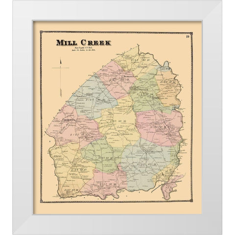 Mill Creek Delaware Landowner - Beers 1868 White Modern Wood Framed Art Print by Beers