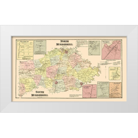 North and South Murderkill Delaware Landowner White Modern Wood Framed Art Print by Beers