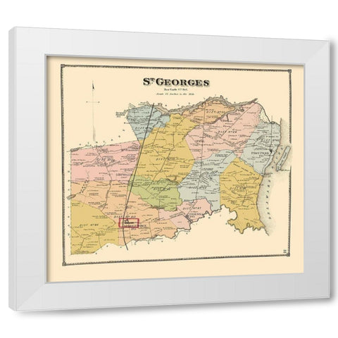 St Georges Delaware Landowner - Beers 1868 White Modern Wood Framed Art Print by Beers