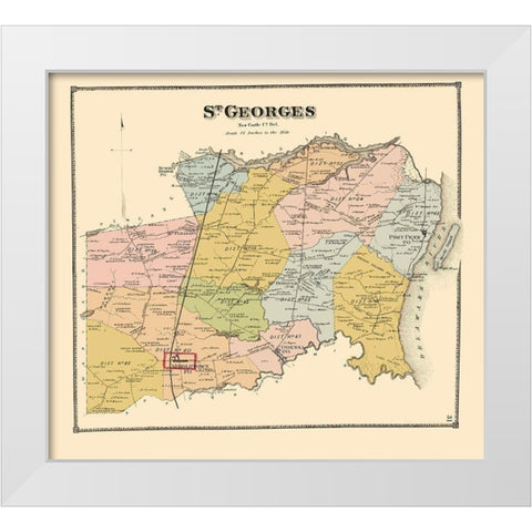 St Georges Delaware Landowner - Beers 1868 White Modern Wood Framed Art Print by Beers