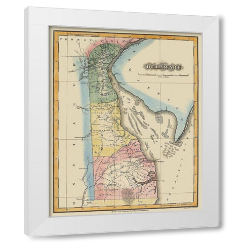 Delaware - Lucas 1823 White Modern Wood Framed Art Print by Lucas