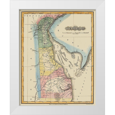 Delaware - Lucas 1823 White Modern Wood Framed Art Print by Lucas