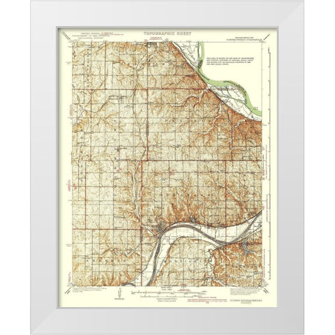 Bonner Springs Kansas Missouri Quad - USGS 1940 White Modern Wood Framed Art Print by USGS