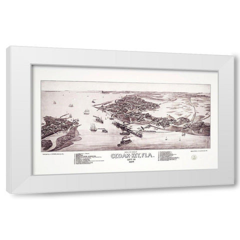Cedar Key Florida - Stoner 1884 White Modern Wood Framed Art Print by Stoner