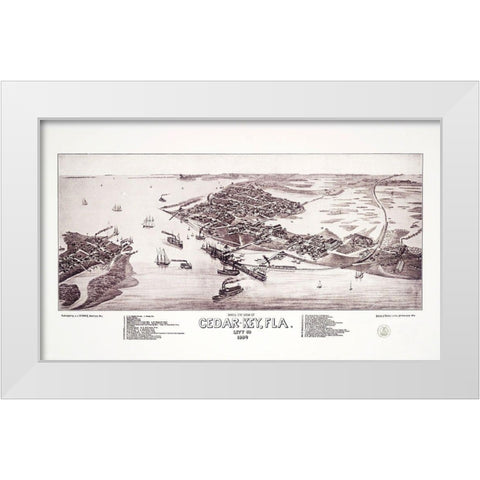 Cedar Key Florida - Stoner 1884 White Modern Wood Framed Art Print by Stoner