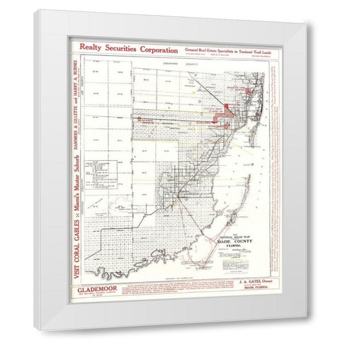 Dade Florida Road - Richeson 1921 White Modern Wood Framed Art Print by Richeson