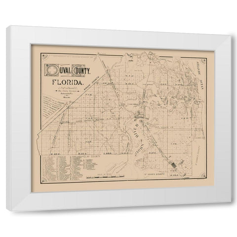 Duval County Florida - Le Baron 1884  White Modern Wood Framed Art Print by Le Baron