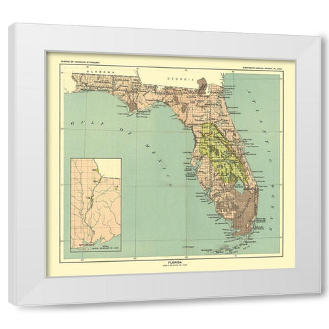 Florida - Hoen 1896 White Modern Wood Framed Art Print by Hoen