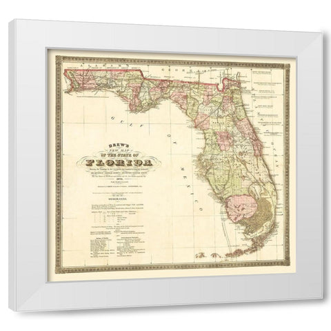 Florida Railroads - Drew 1874  White Modern Wood Framed Art Print by Drew