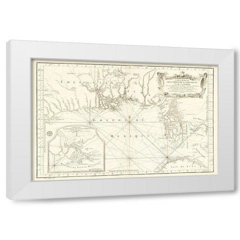 Louisiana Florida Gulf Coast - Bellin 1764  White Modern Wood Framed Art Print by Bellin