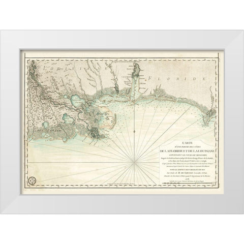 Louisiana Florida Gulf Coast - Sartine 1778  White Modern Wood Framed Art Print by Sartine
