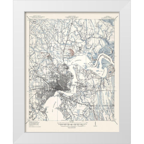 Jacksonville Florida Quad - USGS 1917 White Modern Wood Framed Art Print by USGS