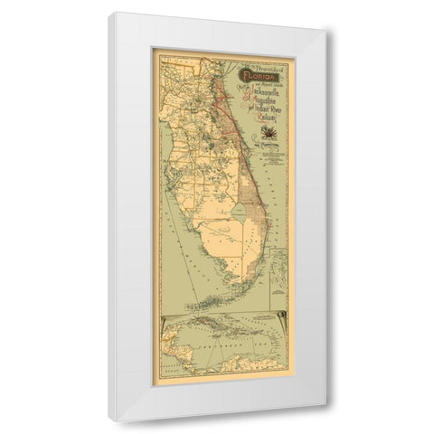 Jacksonville, St Augustine, Indian River 1893 White Modern Wood Framed Art Print by Matthews