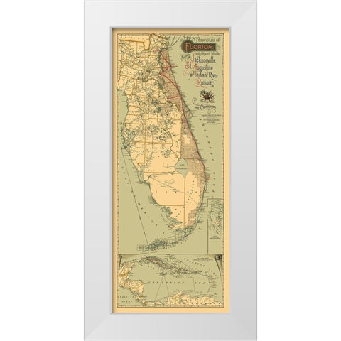 Jacksonville, St Augustine, Indian River 1893 White Modern Wood Framed Art Print by Matthews