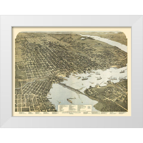 Jacksonville Florida - Koch 1893 White Modern Wood Framed Art Print by Koch
