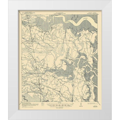 Kingsland Florida Georgia Quad - USGS 1918 White Modern Wood Framed Art Print by USGS