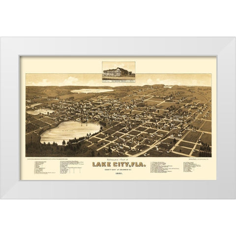 Lake City Florida - Beck 1885 White Modern Wood Framed Art Print by Beck