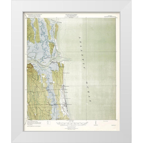 Mayport Florida Quad - USGS 1918 White Modern Wood Framed Art Print by USGS
