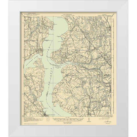 Orange Park Florida Quad - USGS 1918 White Modern Wood Framed Art Print by USGS