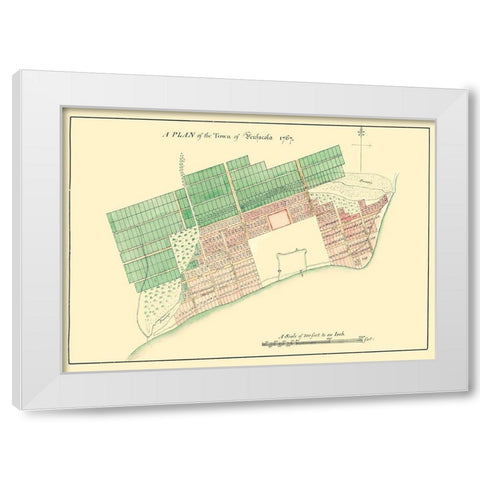 Pensacola Florida Plan - 1767 White Modern Wood Framed Art Print by Unknown