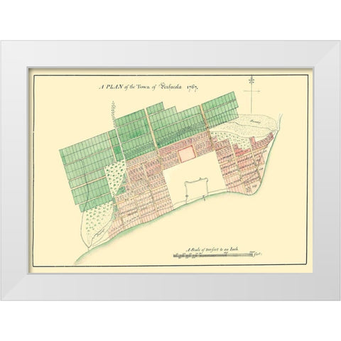 Pensacola Florida Plan - 1767 White Modern Wood Framed Art Print by Unknown