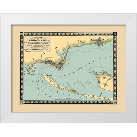 Pensacola Bay Florida - Weiss 1863 White Modern Wood Framed Art Print by Weiss
