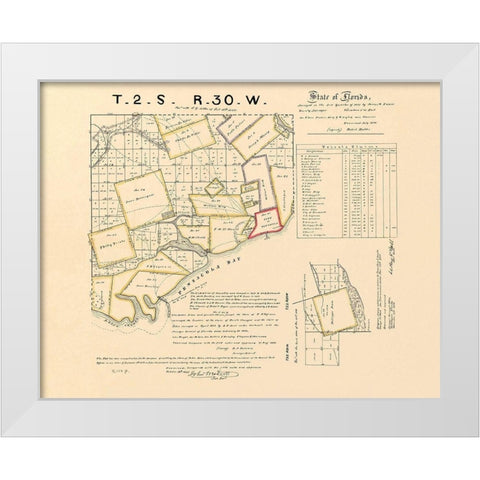 Pensacola Bay Florida Landowner - Butler 1829 White Modern Wood Framed Art Print by Butler