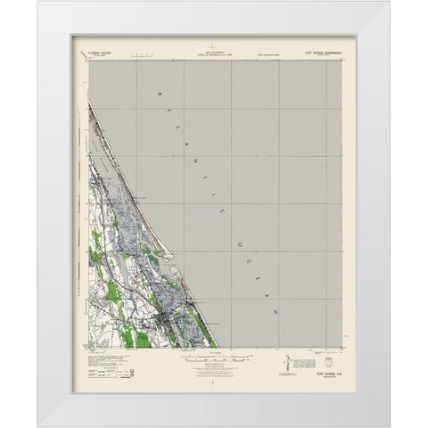 Port Orange Florida Quad - USGS 1944 White Modern Wood Framed Art Print by USGS