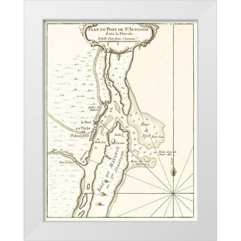 St Augustine Florida - Bellin 1764  White Modern Wood Framed Art Print by Bellin