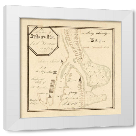 St Augustine Florida -1805 White Modern Wood Framed Art Print by Unknown
