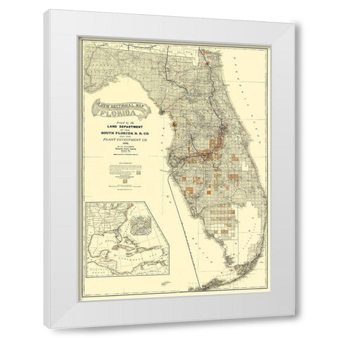 South Florida Railroad Co - Matthews 1888 White Modern Wood Framed Art Print by Matthews