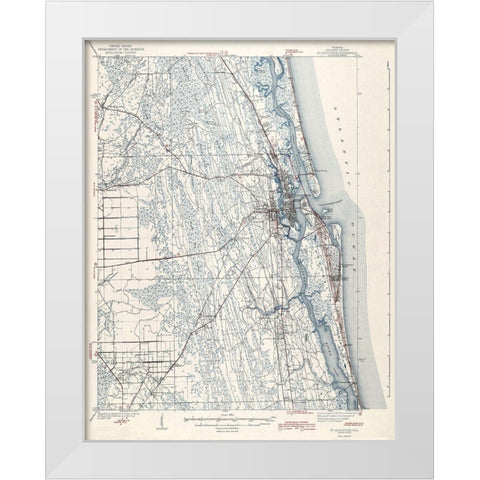 St Augustine Florida Quad - USGS 1943 White Modern Wood Framed Art Print by USGS