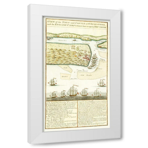 Siege of St Augustine Florida - Silver 1740 White Modern Wood Framed Art Print by Silver