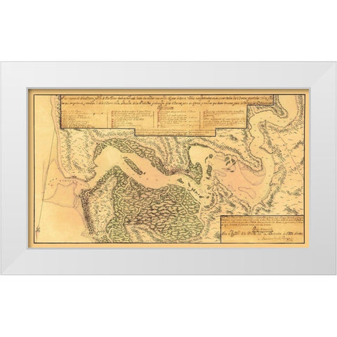 Jacksonville, St Johns River Florida - Rocque 1791 White Modern Wood Framed Art Print by Rocque