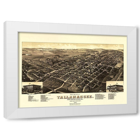 Tallahassee Florida - Beck 1885 White Modern Wood Framed Art Print by Beck