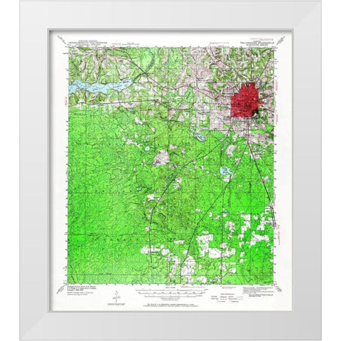 Tallahassee Florida Quad - USGS 1940 White Modern Wood Framed Art Print by USGS