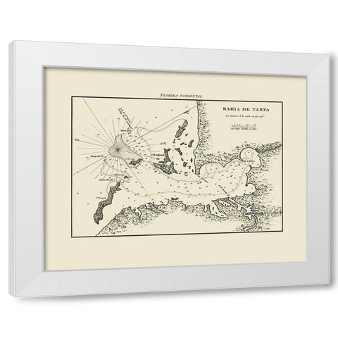 Tampa Bay - Dericcion De Hidrografia 1809 White Modern Wood Framed Art Print by Dericcion De Hidrografia