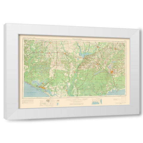 Tallahassee Florida Quad - USGS 1954 White Modern Wood Framed Art Print by USGS