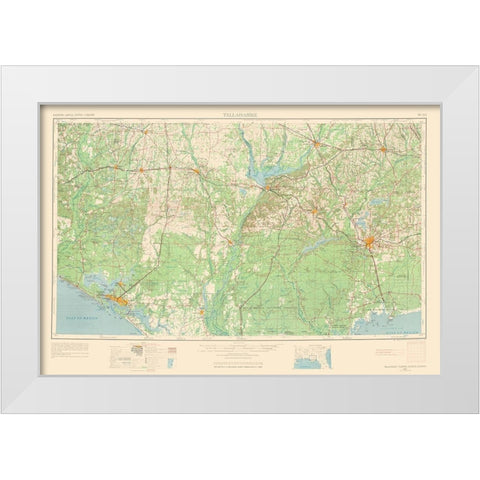 Tallahassee Florida Quad - USGS 1954 White Modern Wood Framed Art Print by USGS