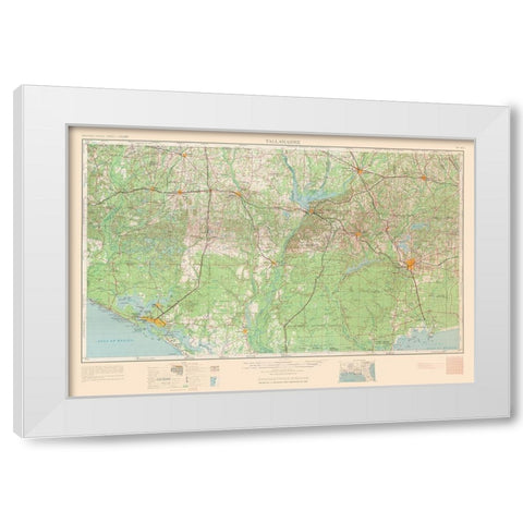 Tallahassee Florida Quad - USGS 1954 White Modern Wood Framed Art Print by USGS