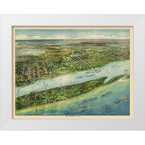West Palm Beach Florida - Pleuthner 1905 White Modern Wood Framed Art Print by Pleuthner