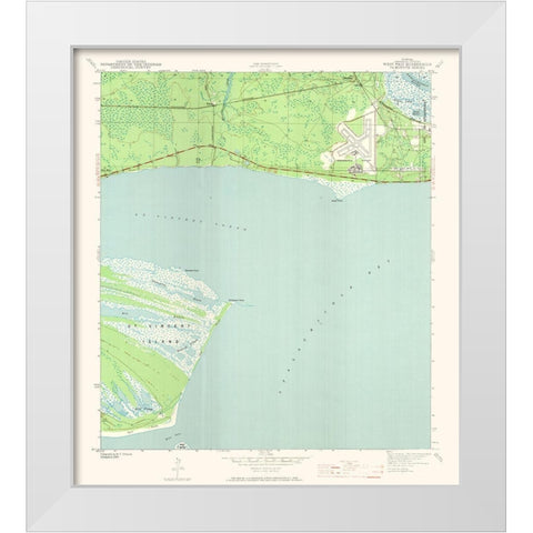 West Pass Florida Quad - USGS 1943 White Modern Wood Framed Art Print by USGS